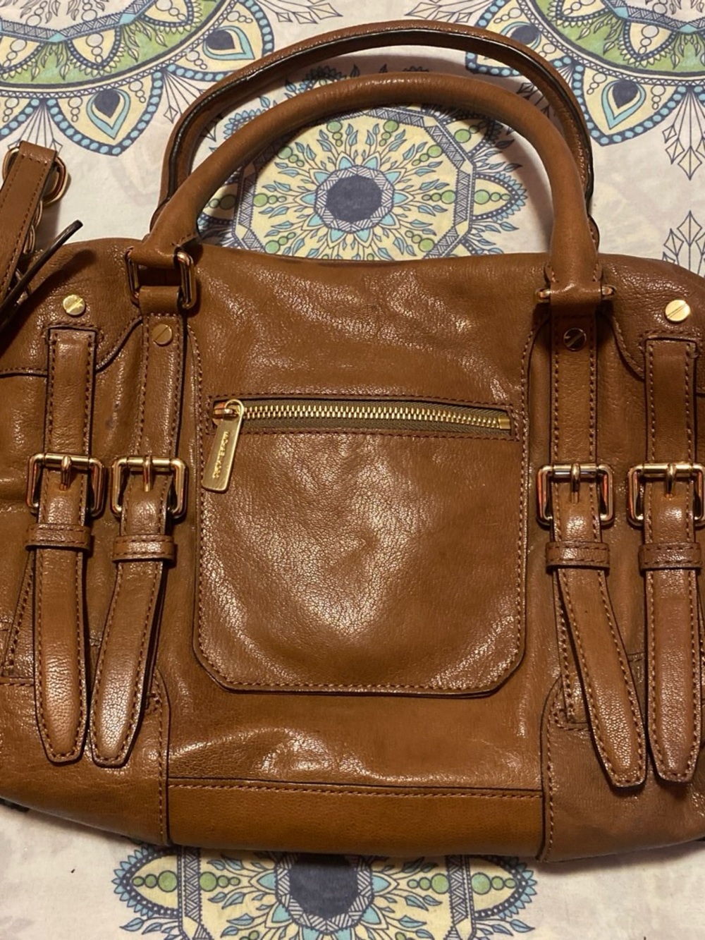 Michael Kors Tan Leather Shoulder Bag with Gold Hardware